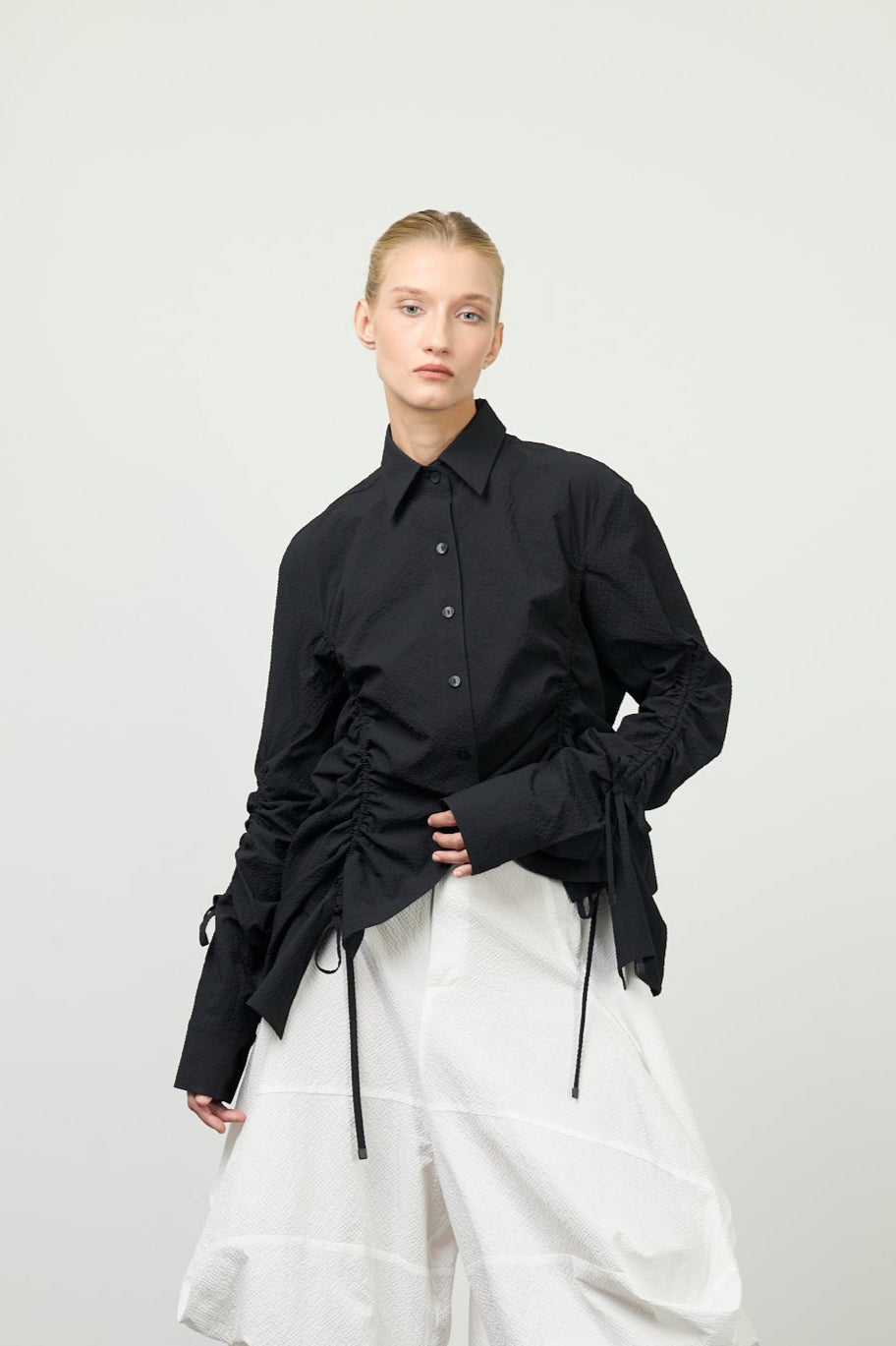 BLACKSUGAR STRING GATHERED LONG SLEEVE SHIRT | BS25006