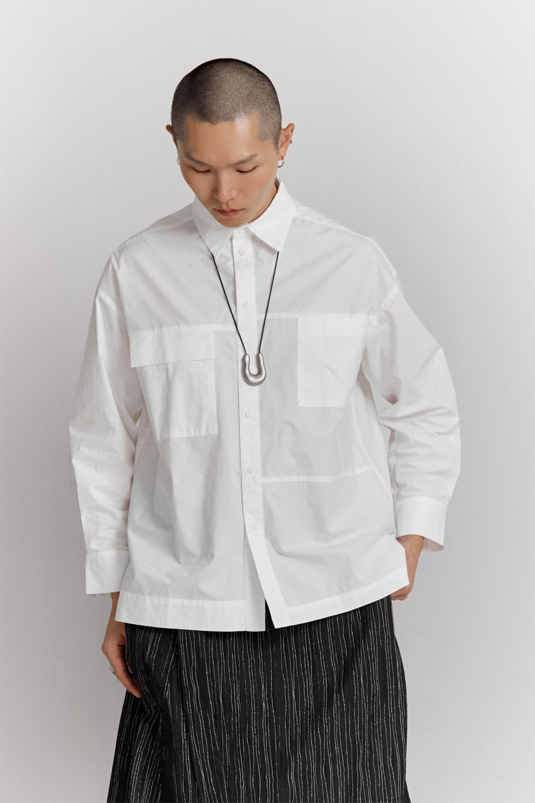 BLACKSUGAR POCKET LONG SLEEVE SHIRT IN WHITE | BS26019