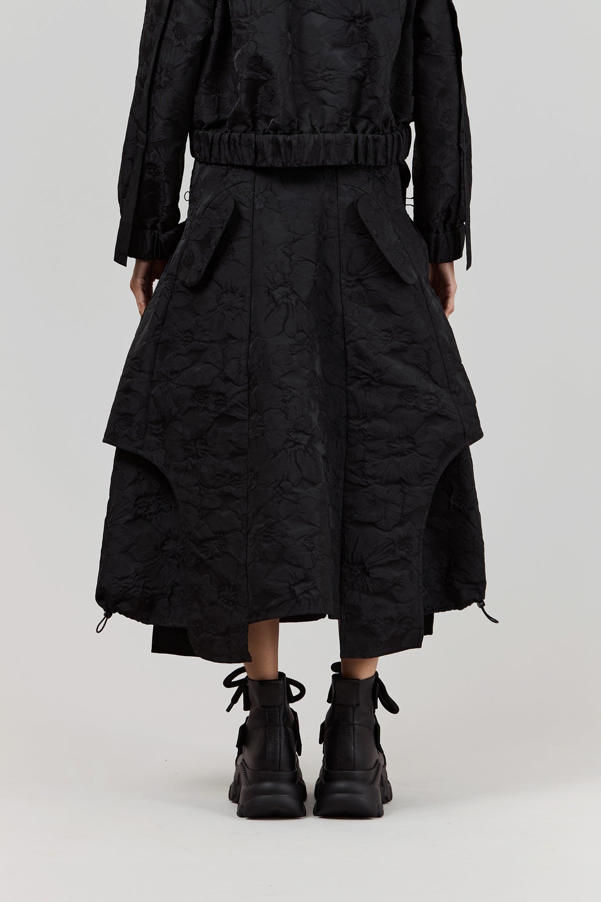 BLACKSUGAR EMBOSSED PANELED MIDI SKIRT | BP26025