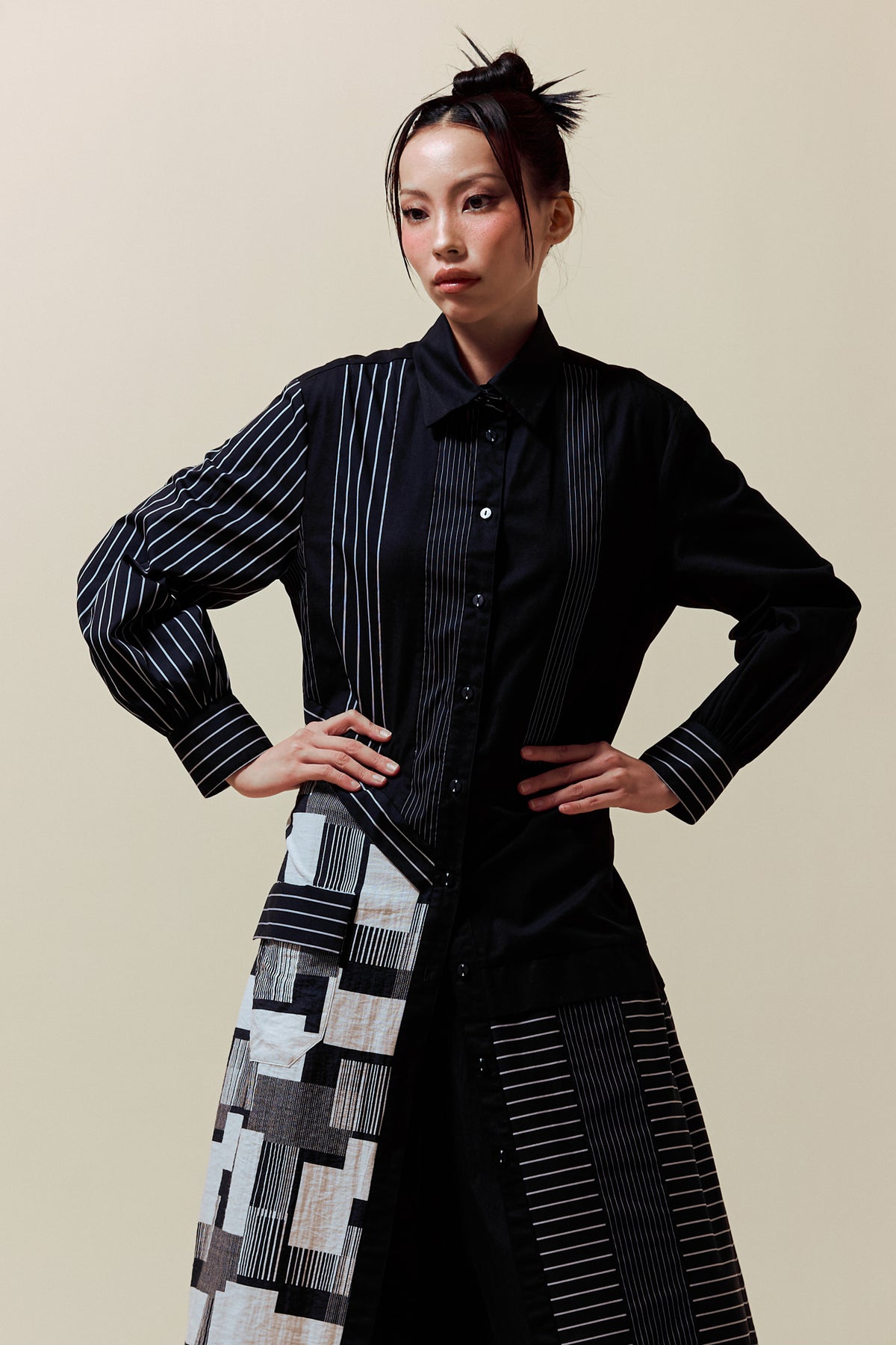BLACKSUGAR PATCHWORK SHIRT DRESS | BS26044