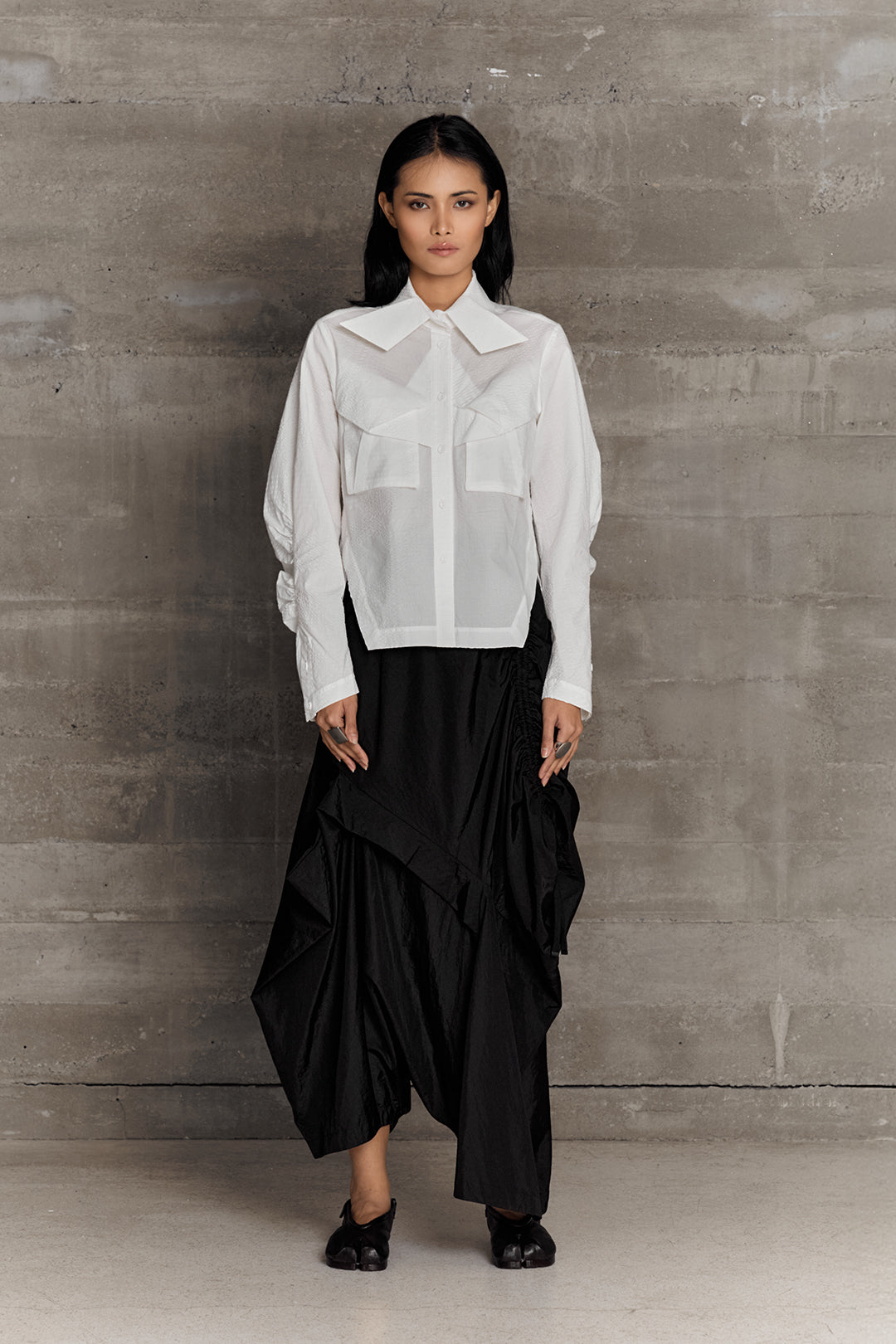 BLACKSUGAR RUCHED SLEEVE SHIRT | BS26015