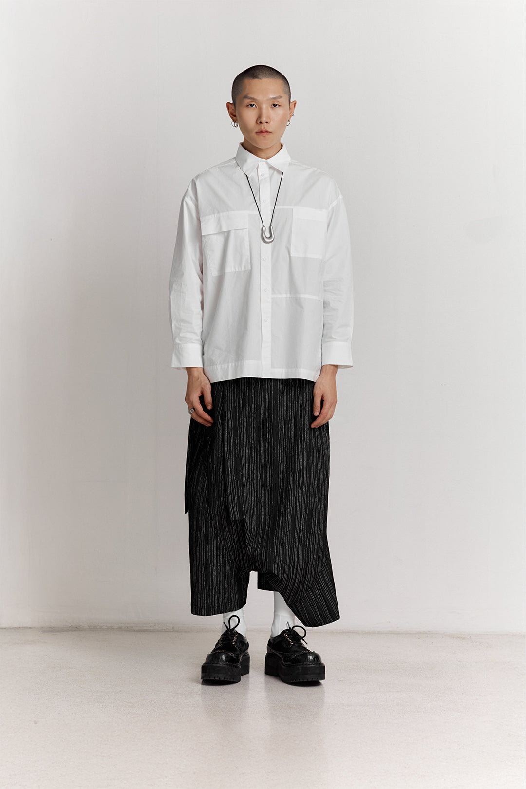 BLACKSUGAR POCKET LONG SLEEVE SHIRT IN WHITE | BS26019